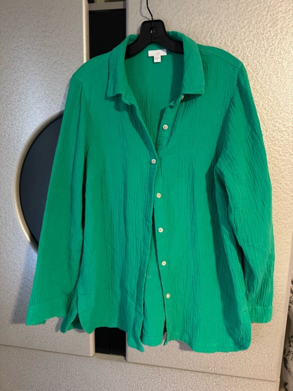 J. Jill Vibrant Green Button-Front Gauze Shirt - Picture 9 of 9